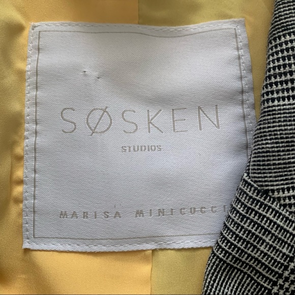 Søsken Studios Marisa Minicucci Black & White plaids zipper Blazer size 2 - Picture 3 of 8